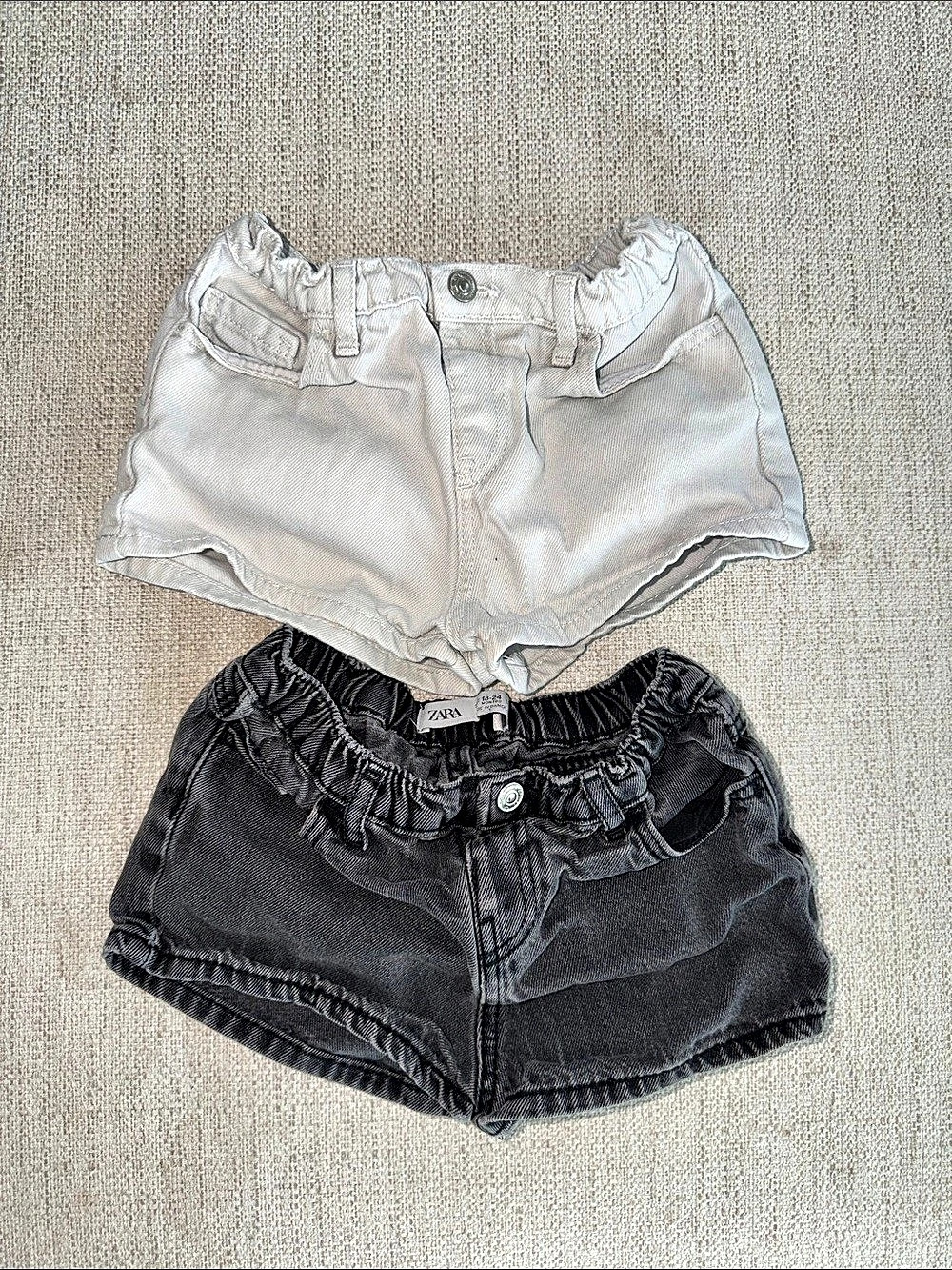 Zara Kids Denim Shorts Set in Black & White